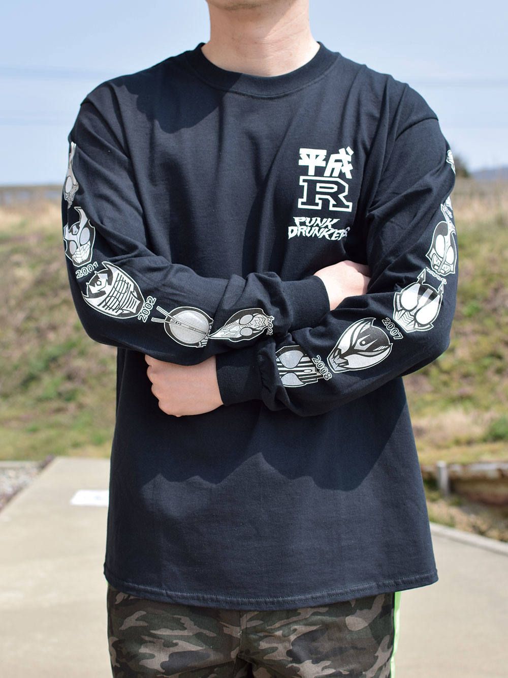 [PDSx仮面ライダー] 平成ライダー顔ロンTEE(2000〜2009ver.)