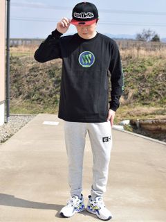 Green gradation crest L/S tee
