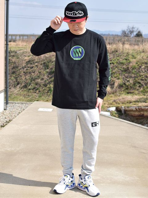 Green gradation crest L/S tee