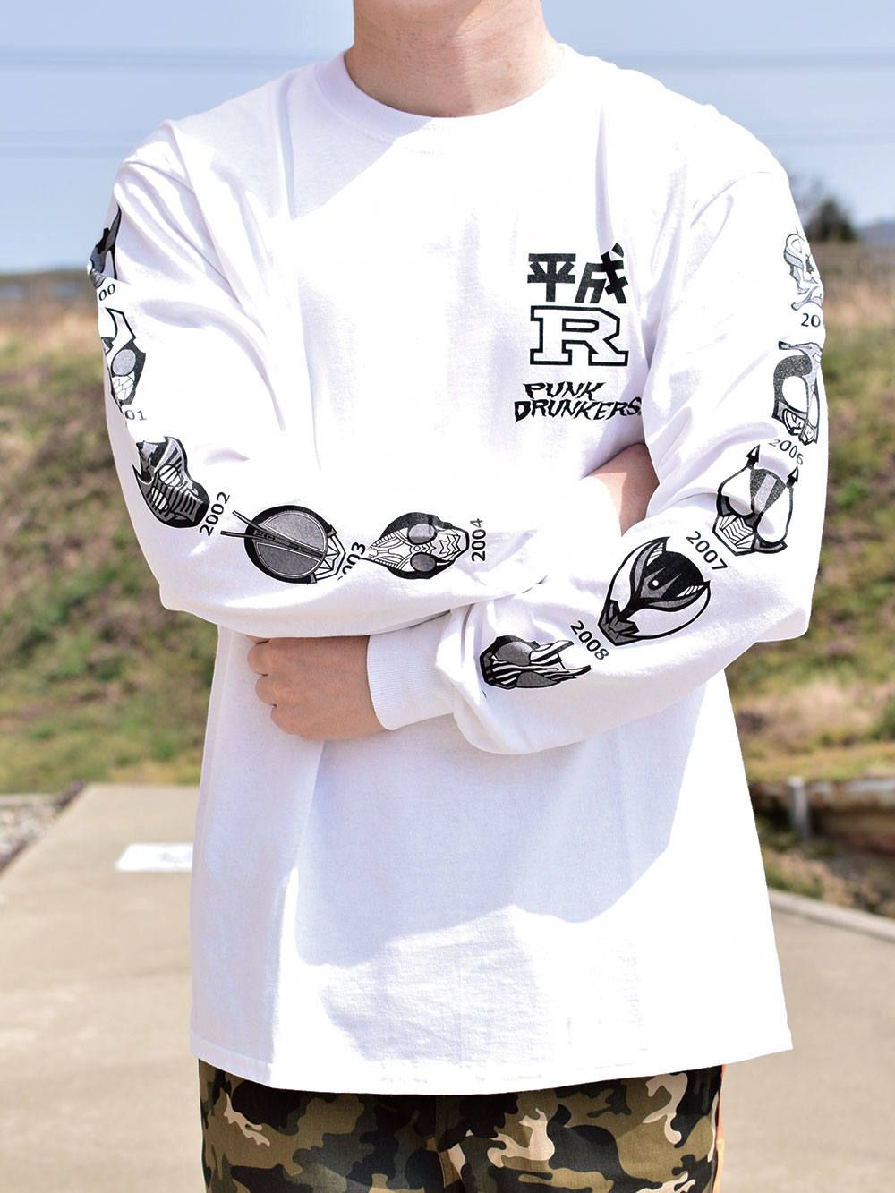 [PDSx仮面ライダー] 平成ライダー顔ロンTEE(2000〜2009ver.)