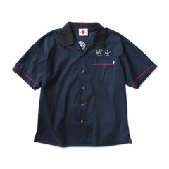 武士開衿刺繍シャツ