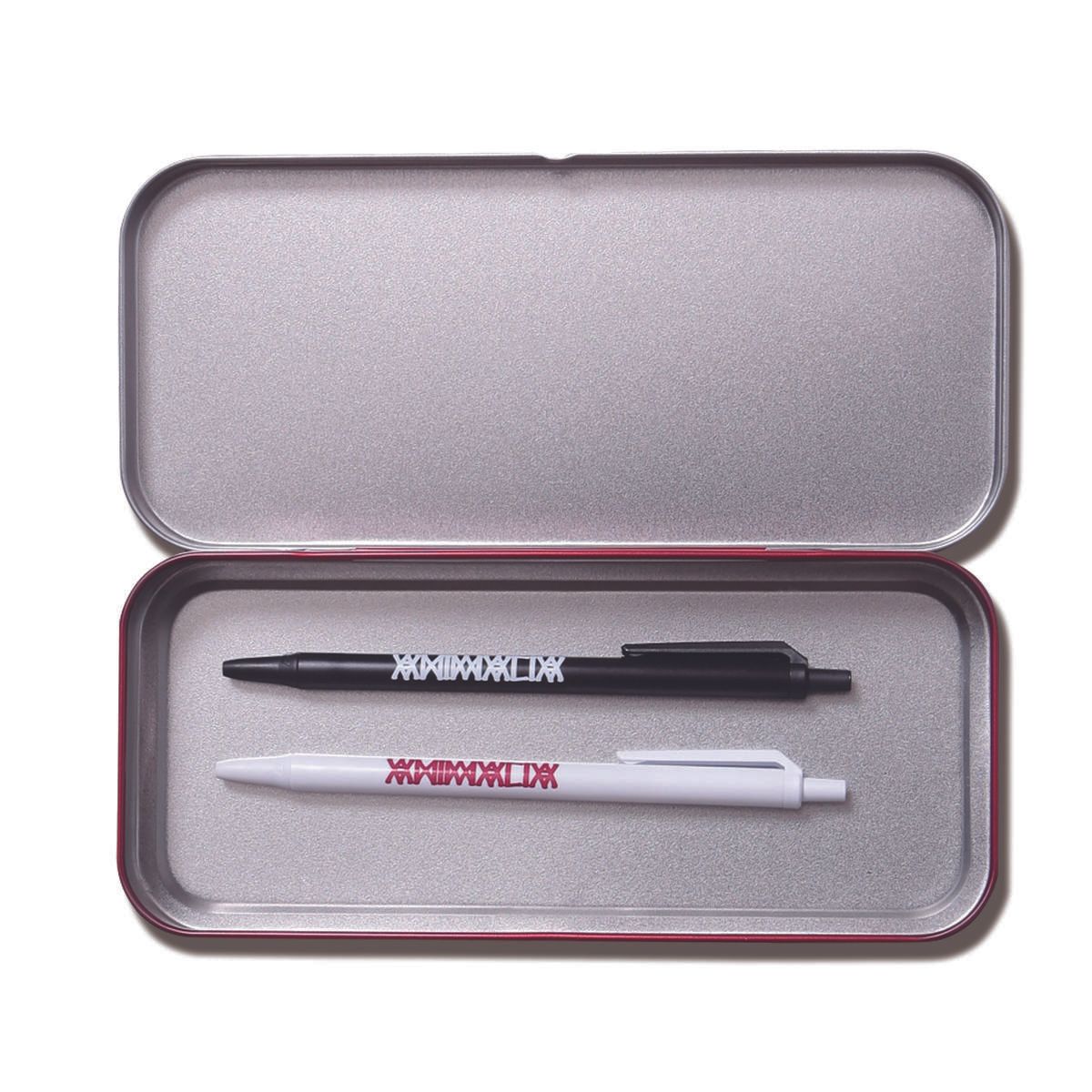 METAL PENCIL BOX & 2 BALLPOINT PEN SET