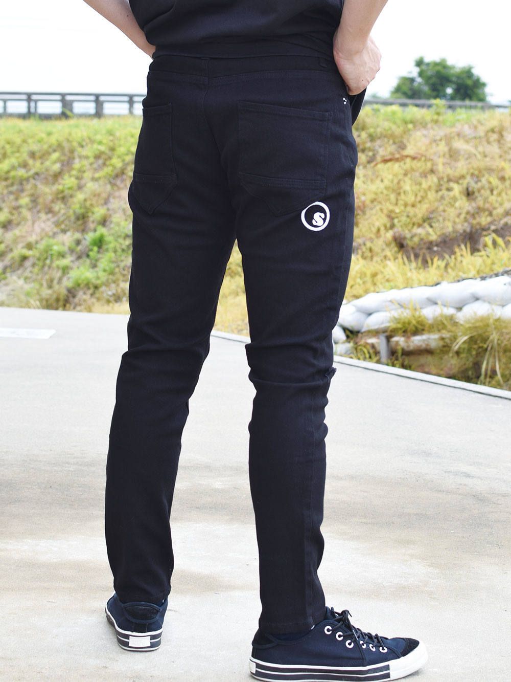 sd stretch skinny black denim pants