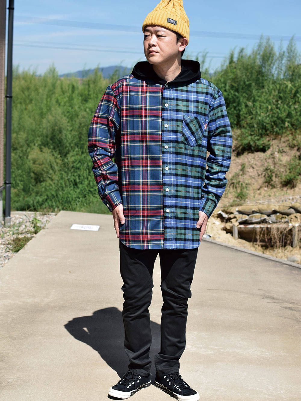2TONE HOODED SHIRT