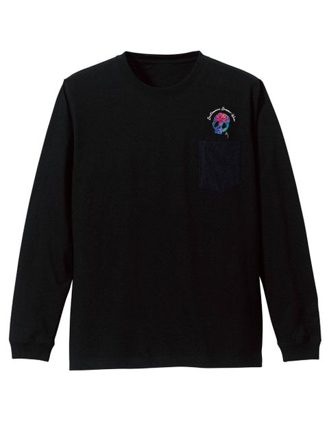 skull tropical pocket L/S tee