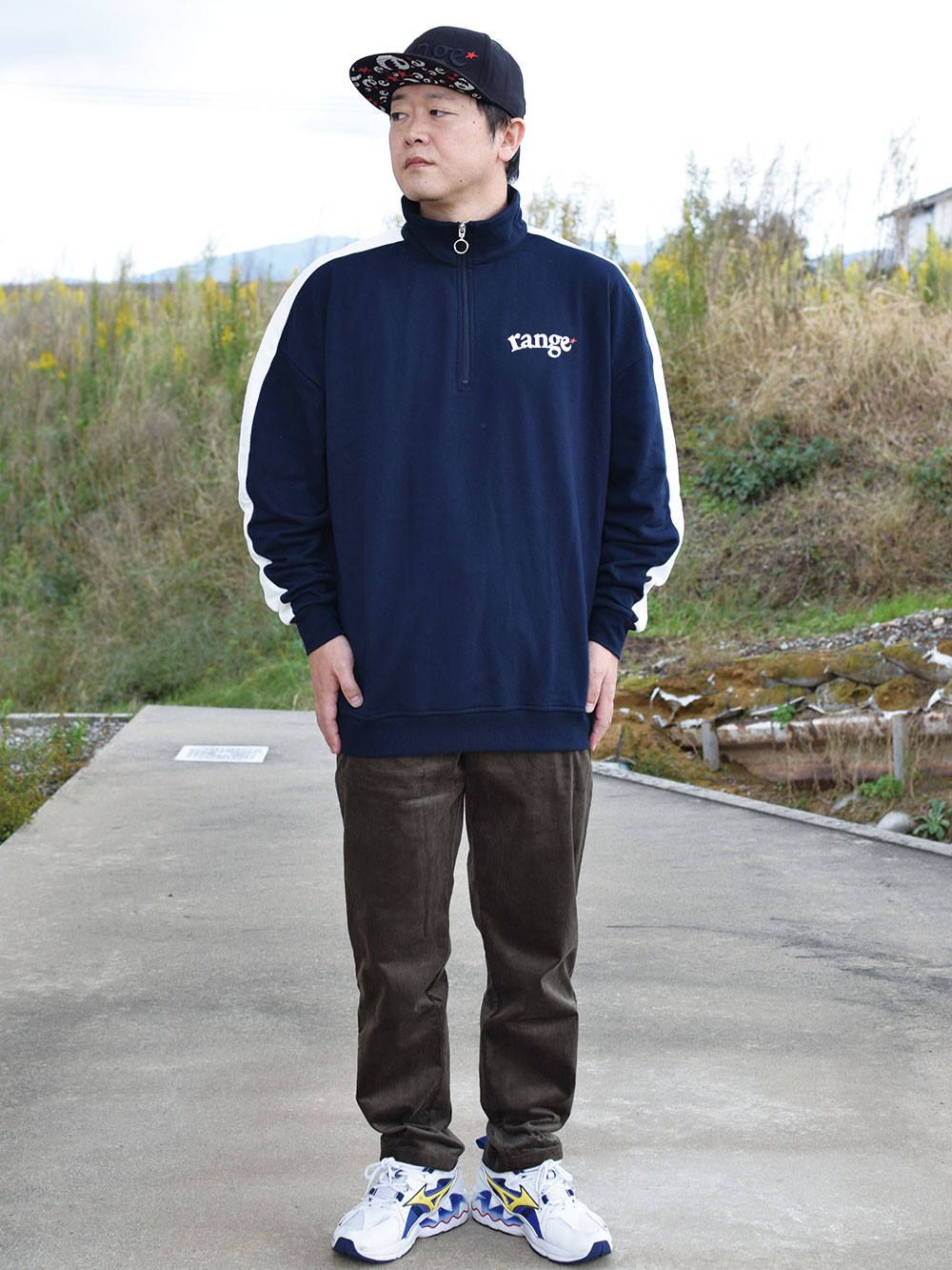 rg stand half zip crew