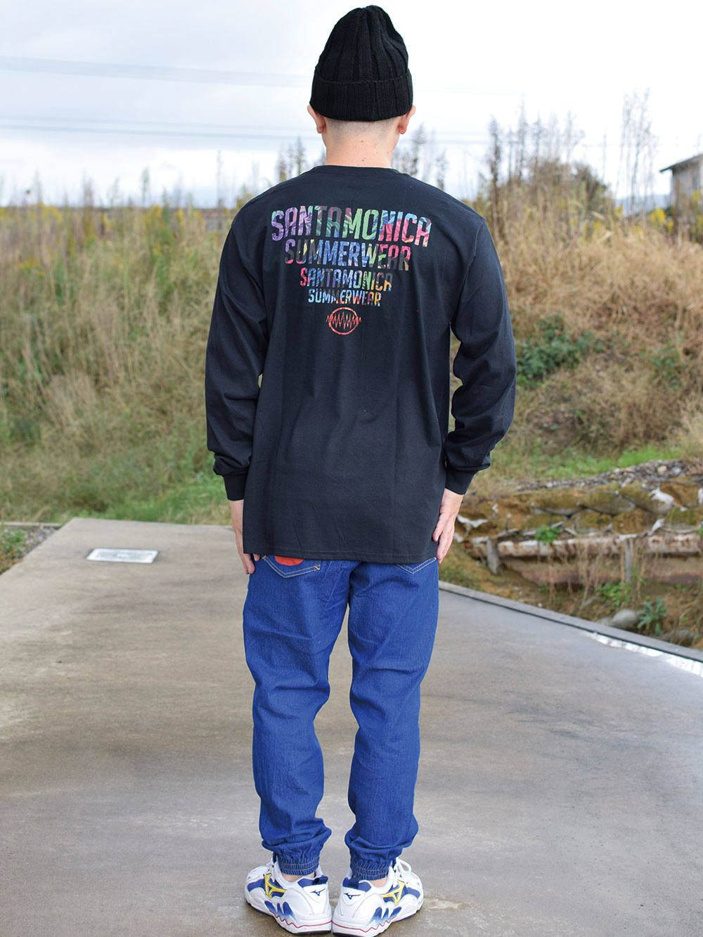 skull tropical pocket L/S tee