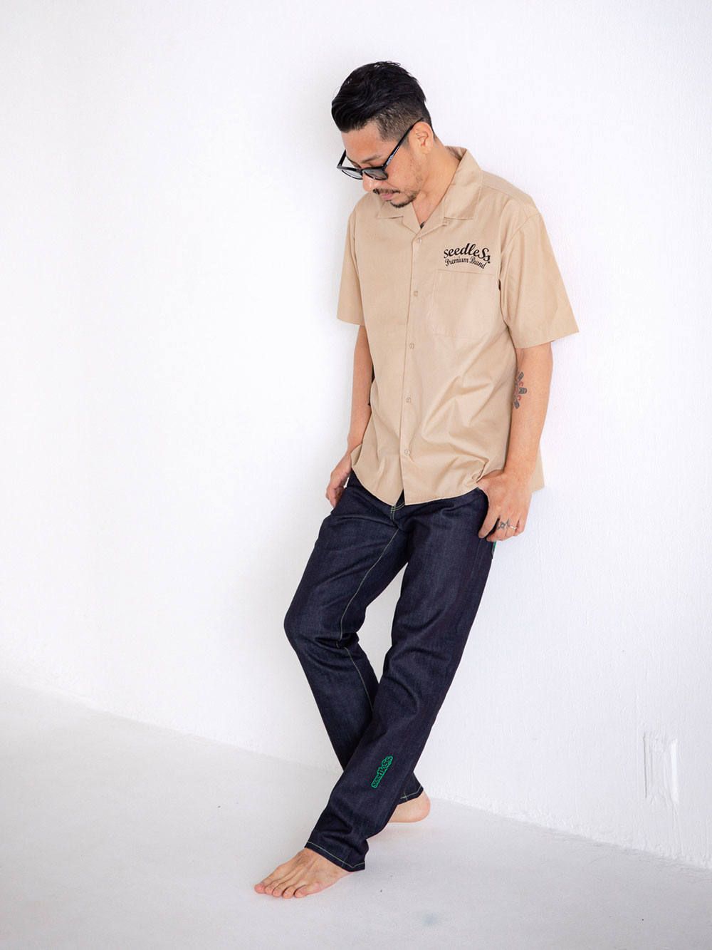 sd T/C open collar s/s shirts