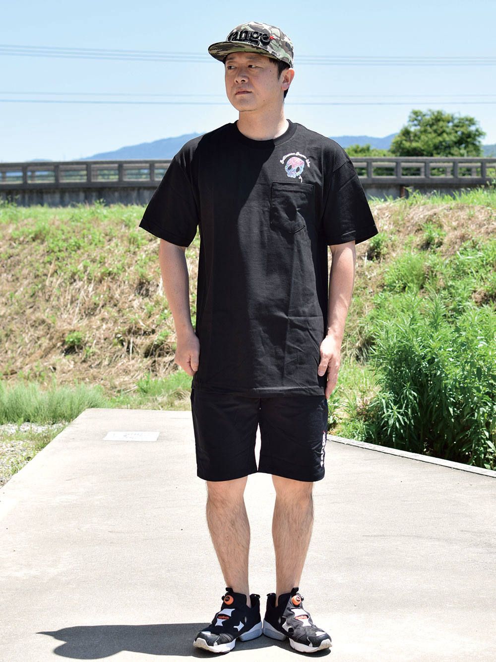 skull tropical pocket s/s tee