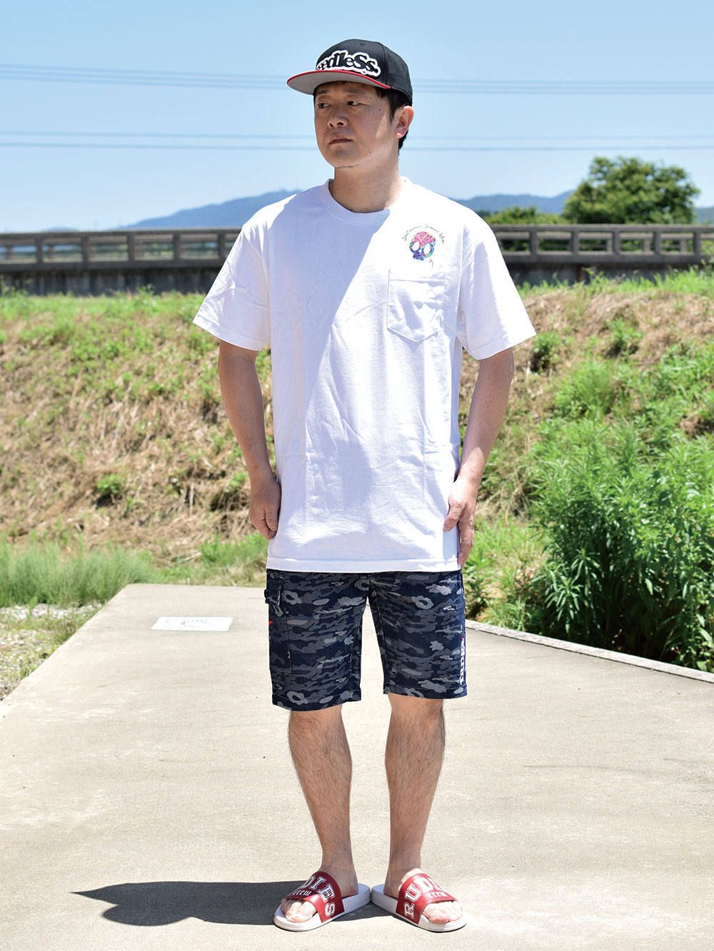 skull tropical pocket s/s tee