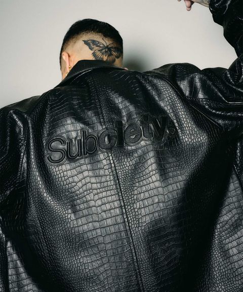 Faux leather coach jacket