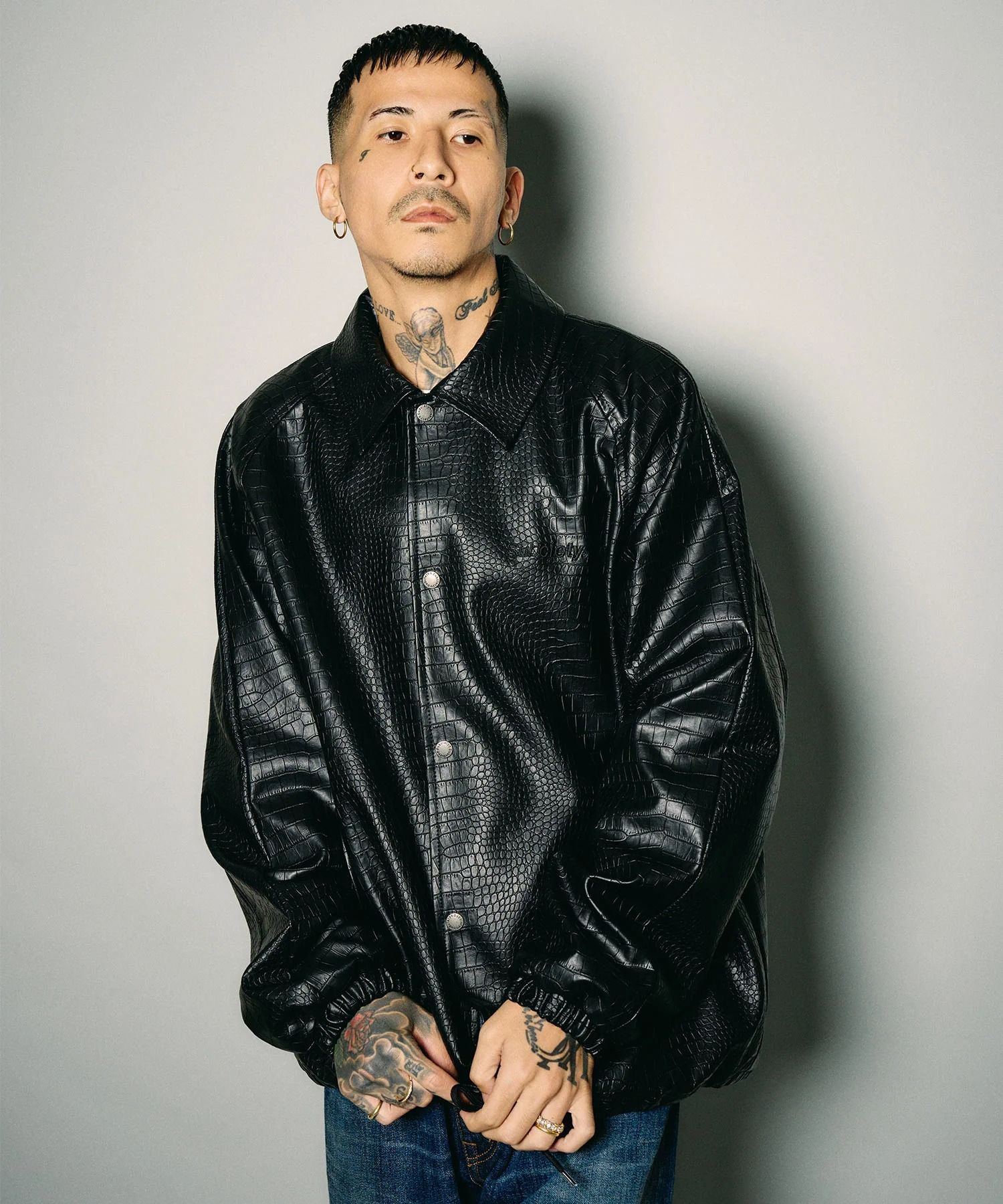 Faux leather coach jacket