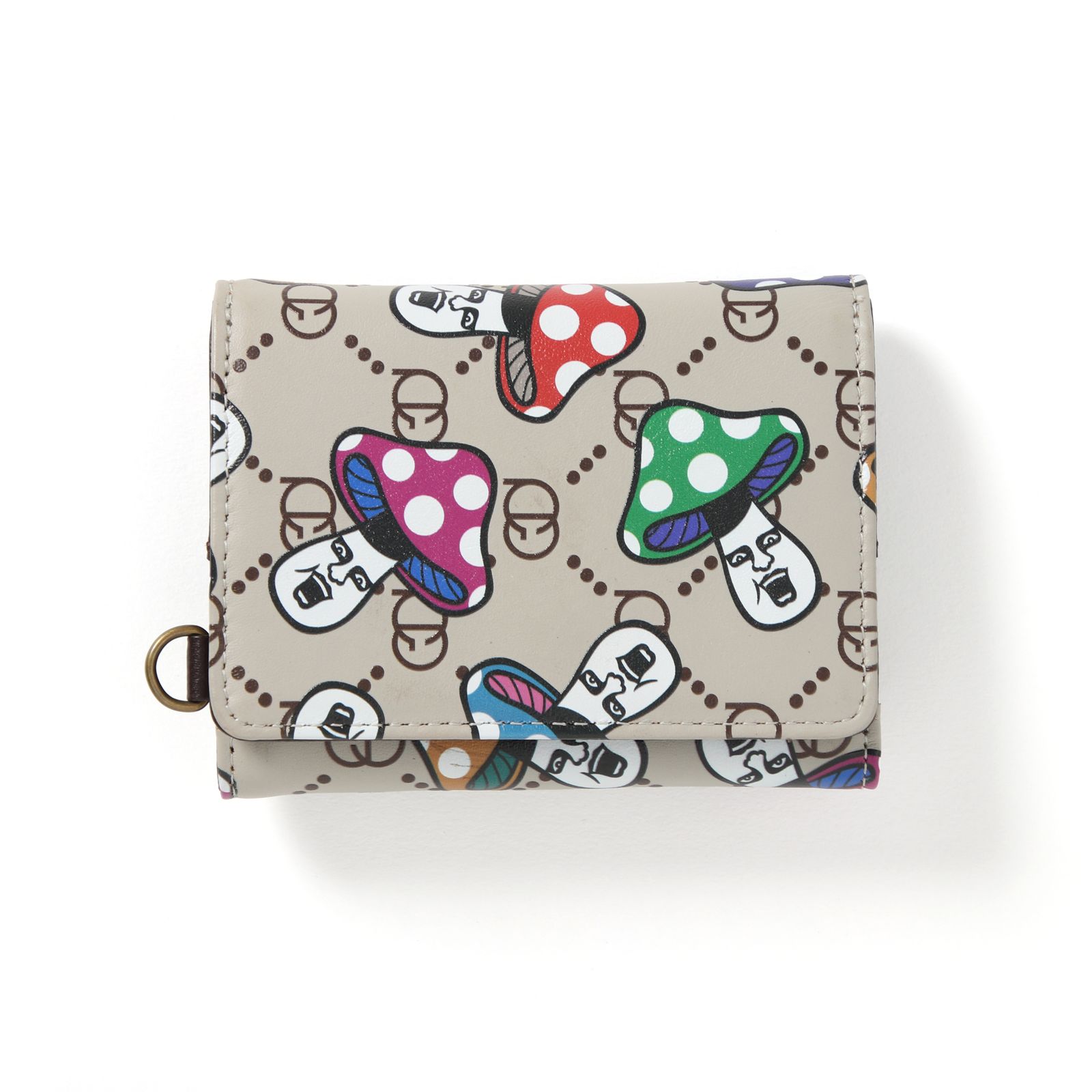 きのこ総柄三つ折り財布