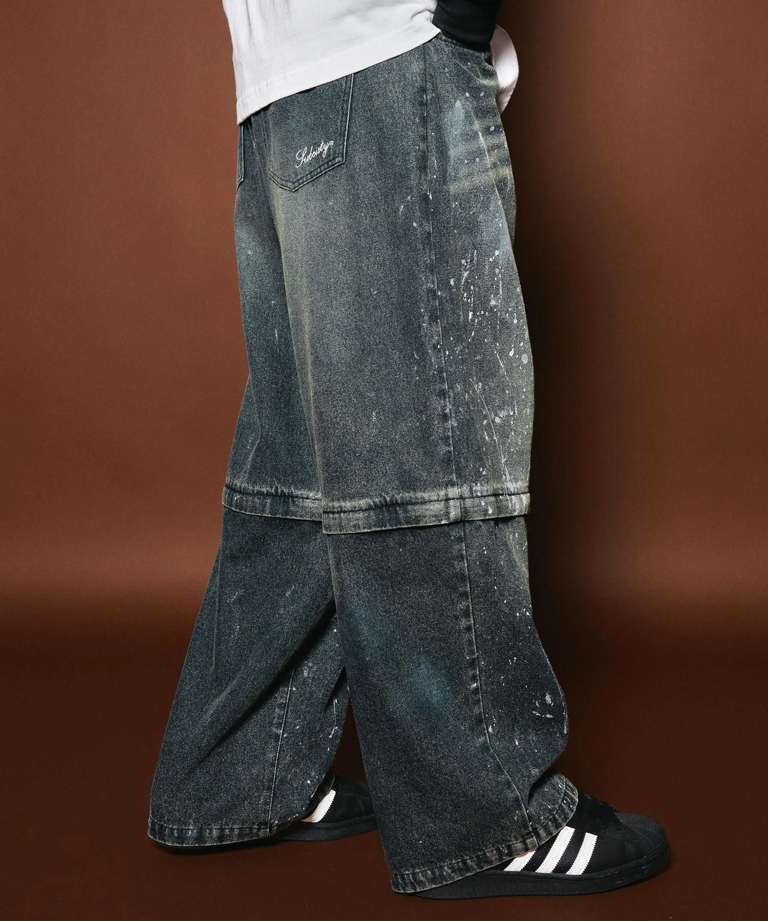Painted 2way denim pants