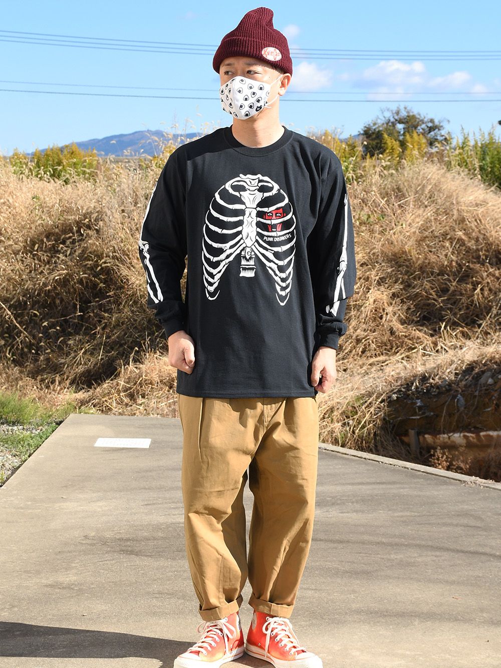 パンクドランカーズ XXL 骨 ロンTEE XXL-