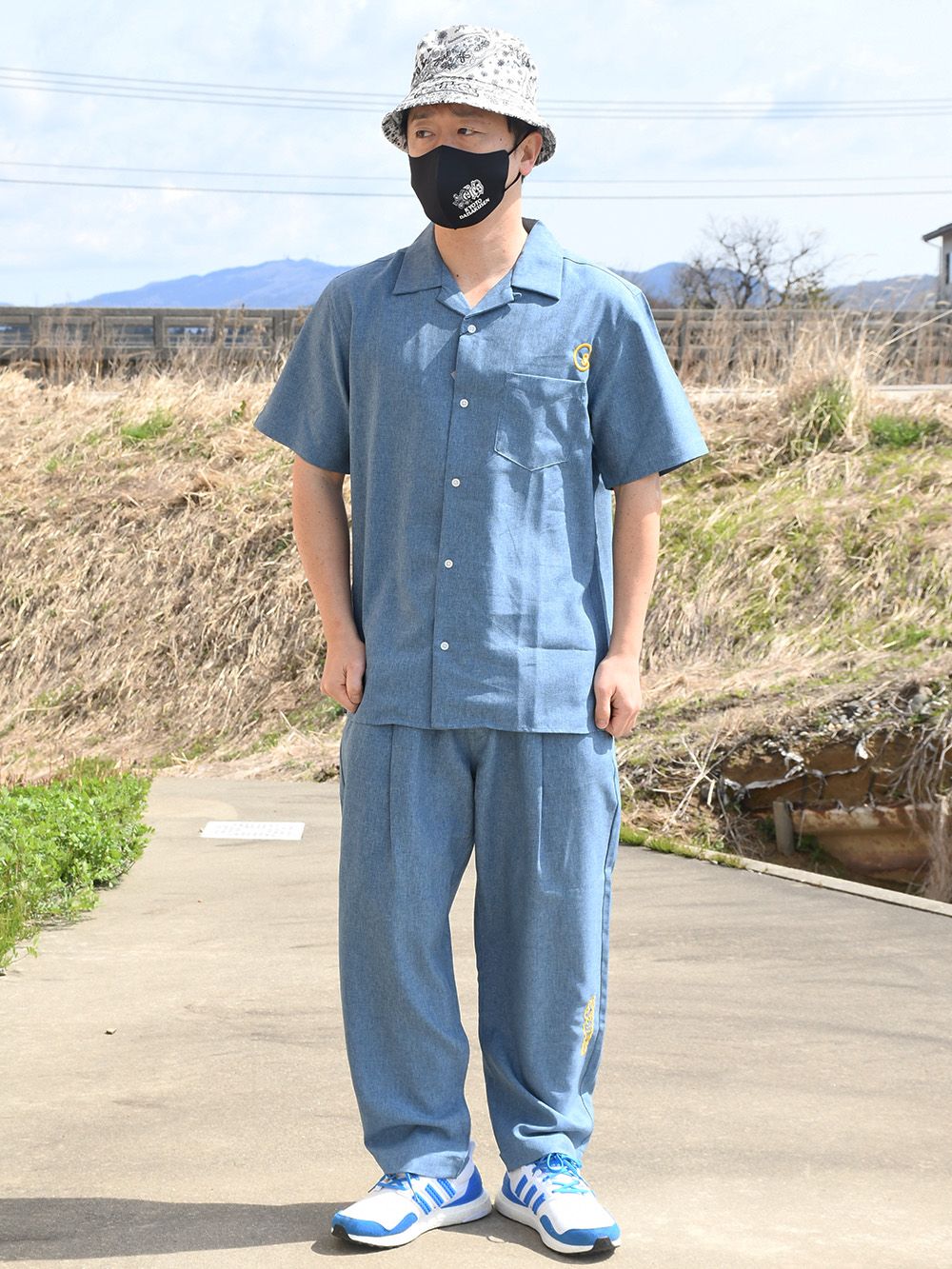 sd retro style wide taperd pants