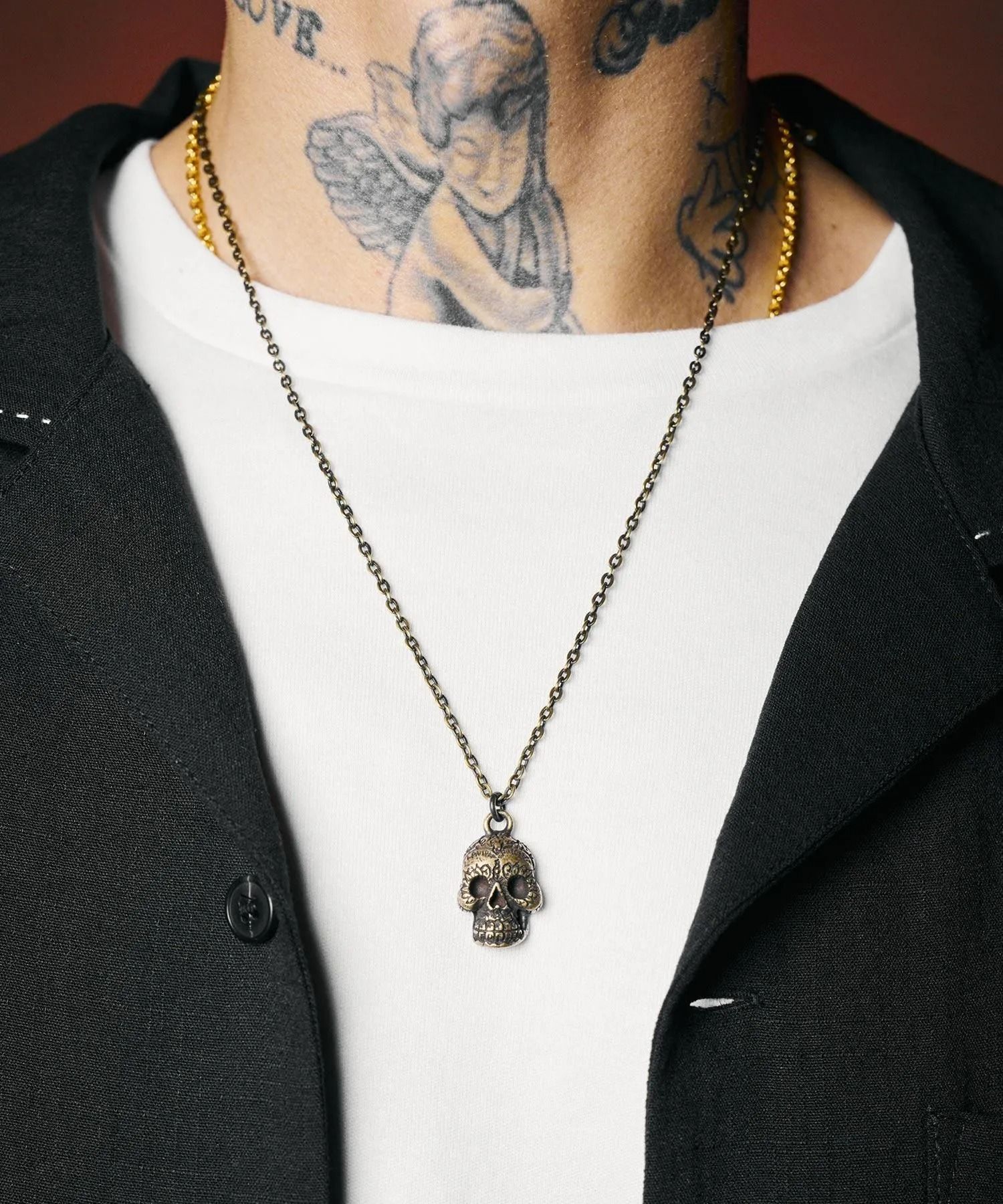 Metal necklace-mexican skull-
