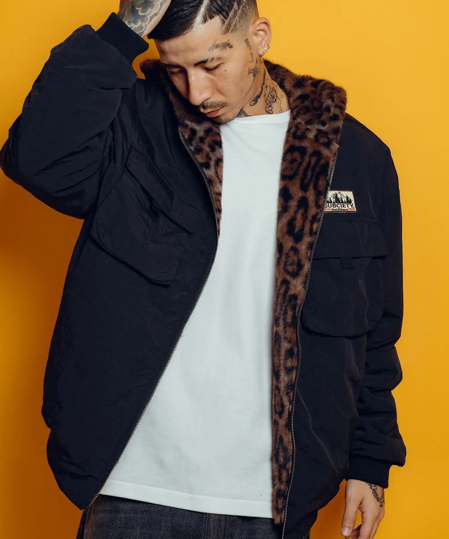 Reversible nylon fur blouson