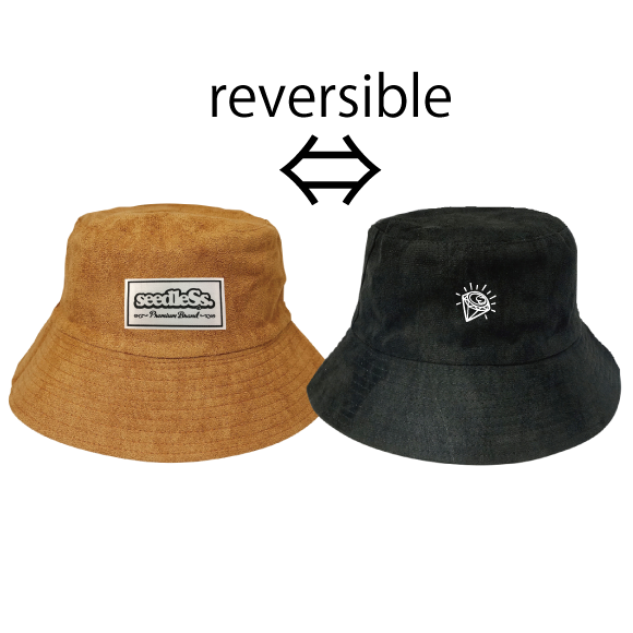 sd reversible fake suede bucket hats