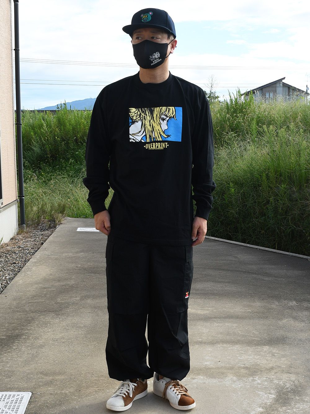 tシャツ overprint/オーバープリント/EYES LS TEE ＊東京上空 レディース メンズ over print (オーバープリント) EYES LS Tee *東京上空 WHITE