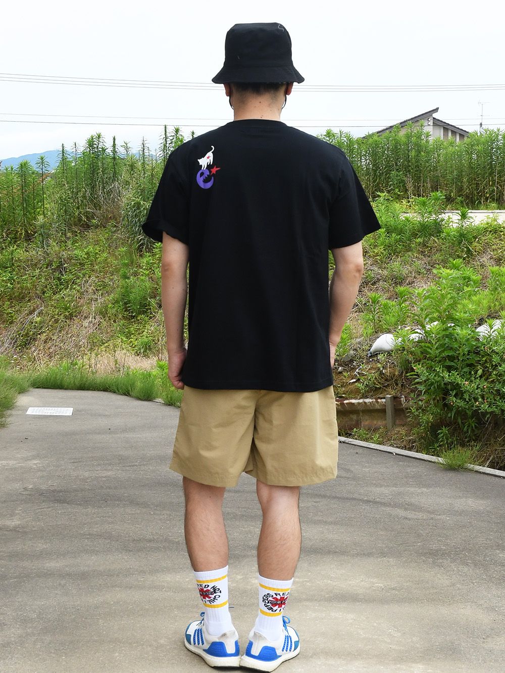 black and white cat ss tee