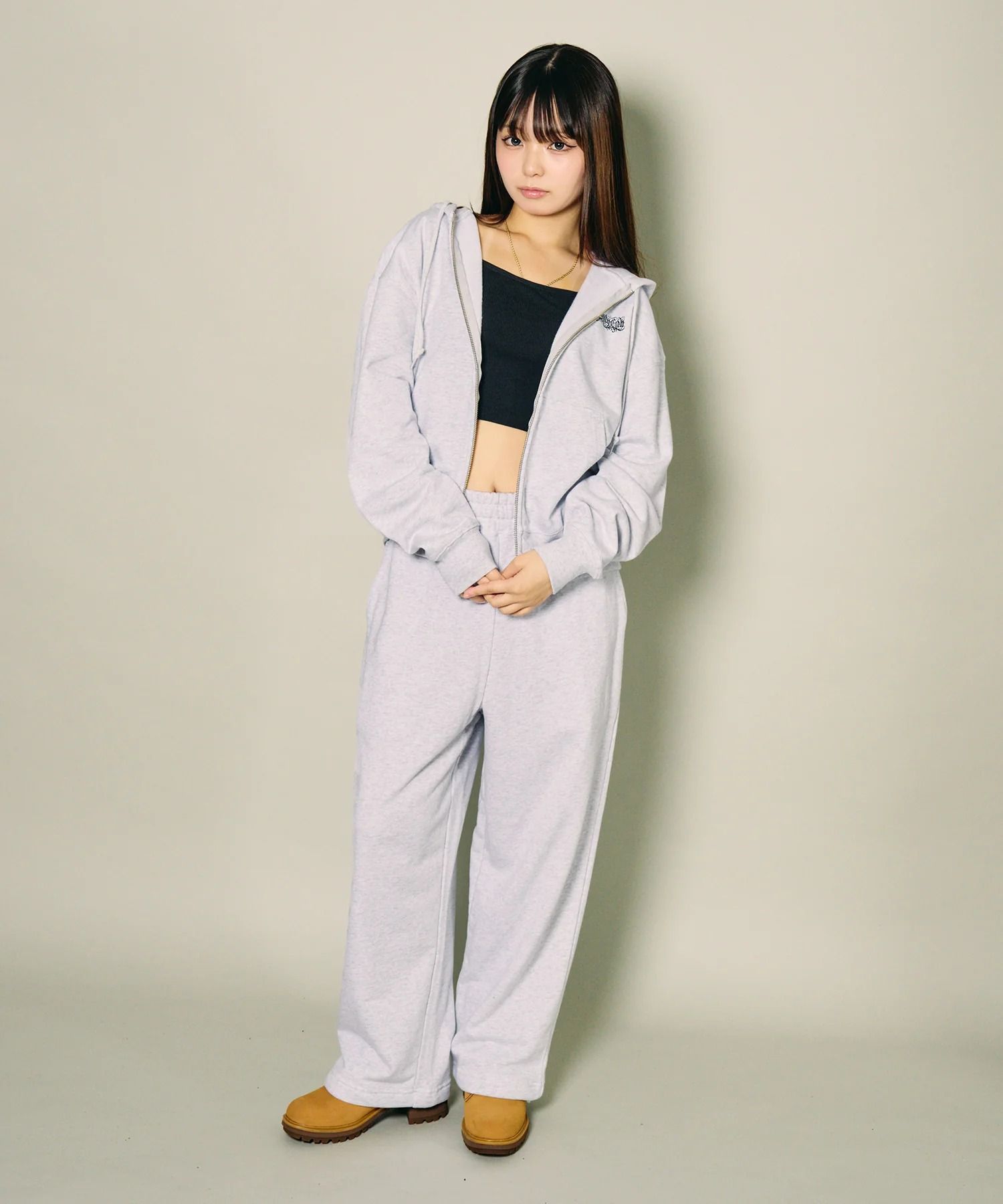 Boxy double zip up hoodie