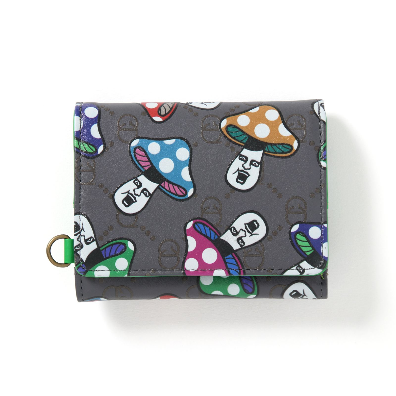 きのこ総柄三つ折り財布