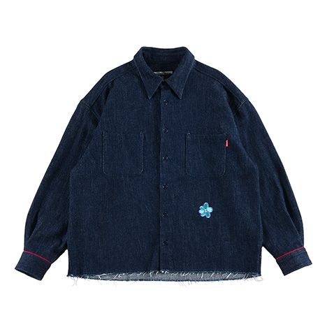 FLOWER DYED DENIM-SHIRT