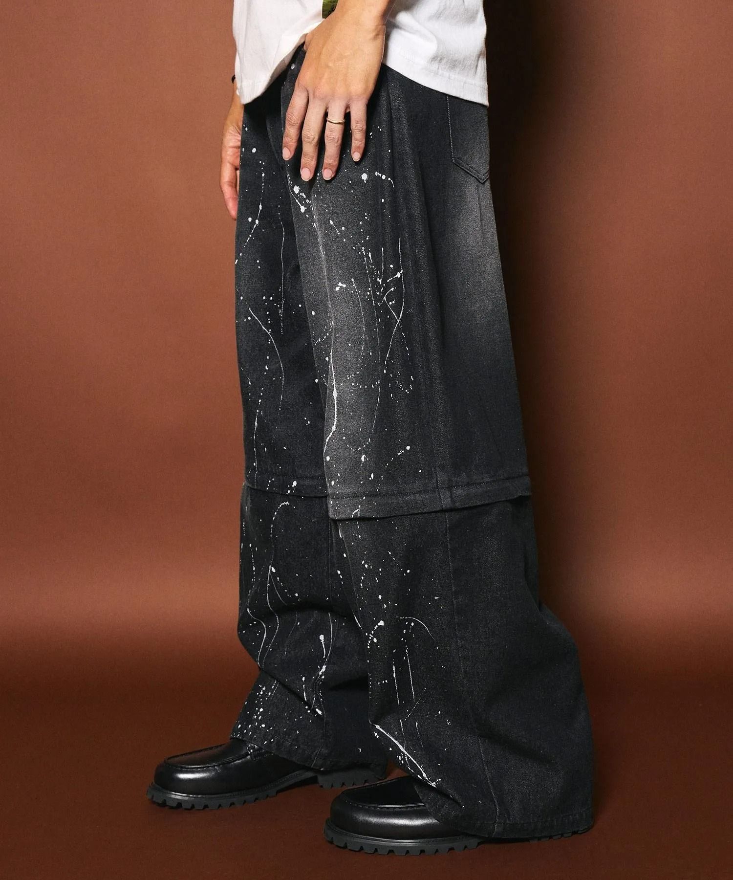 Painted 2way denim pants