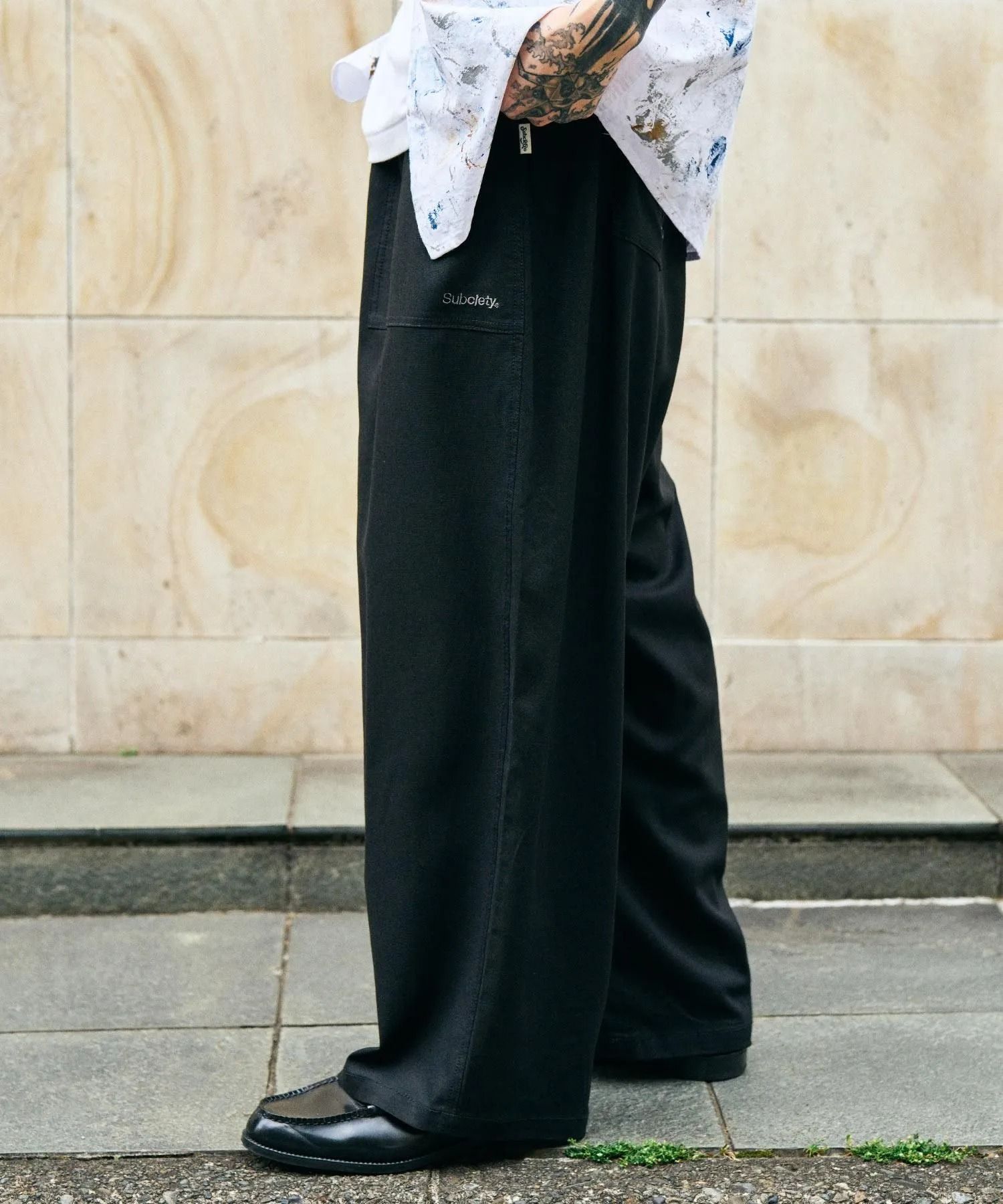 Linen blend baker pants