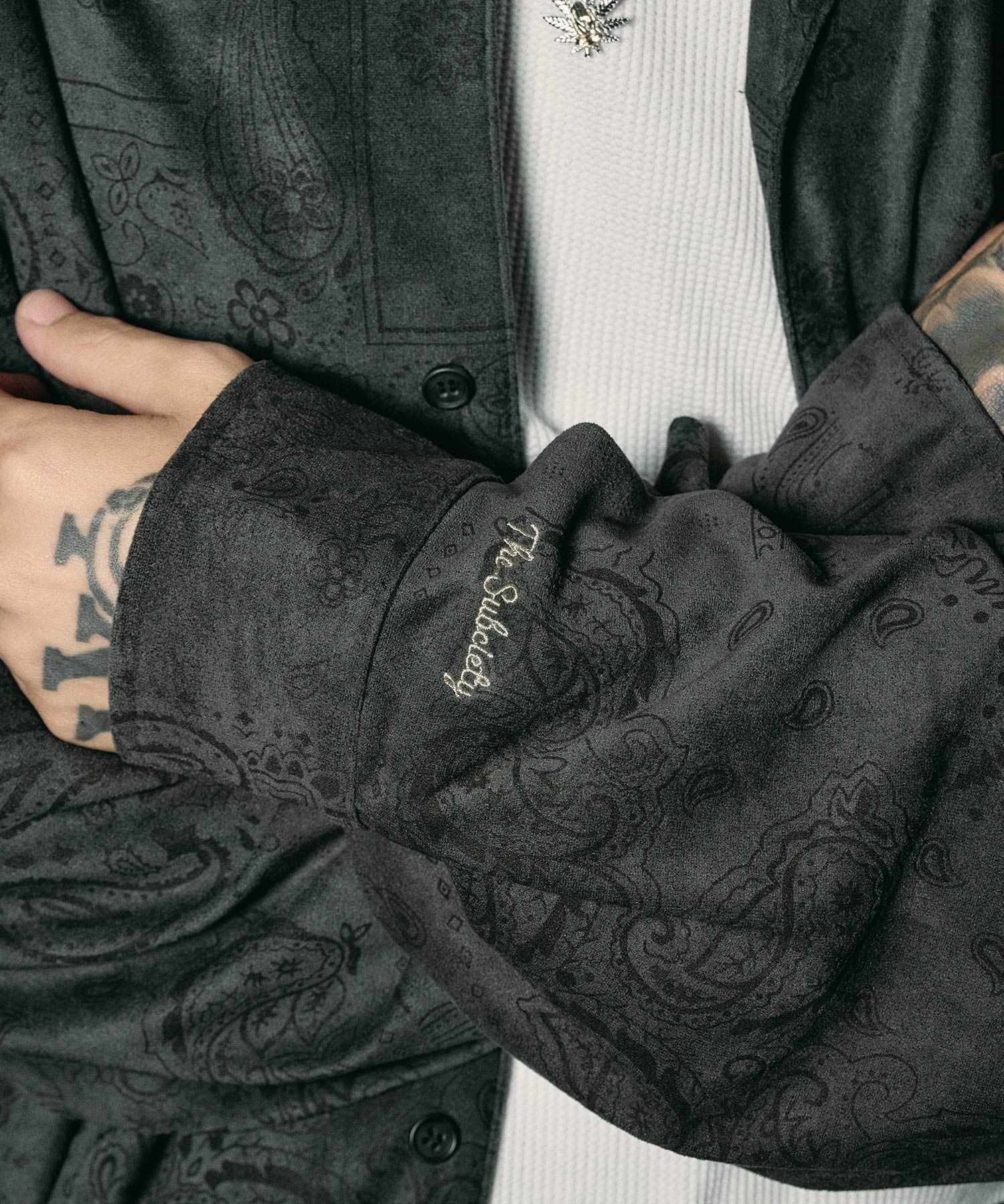 Faux suede bandanna shirt