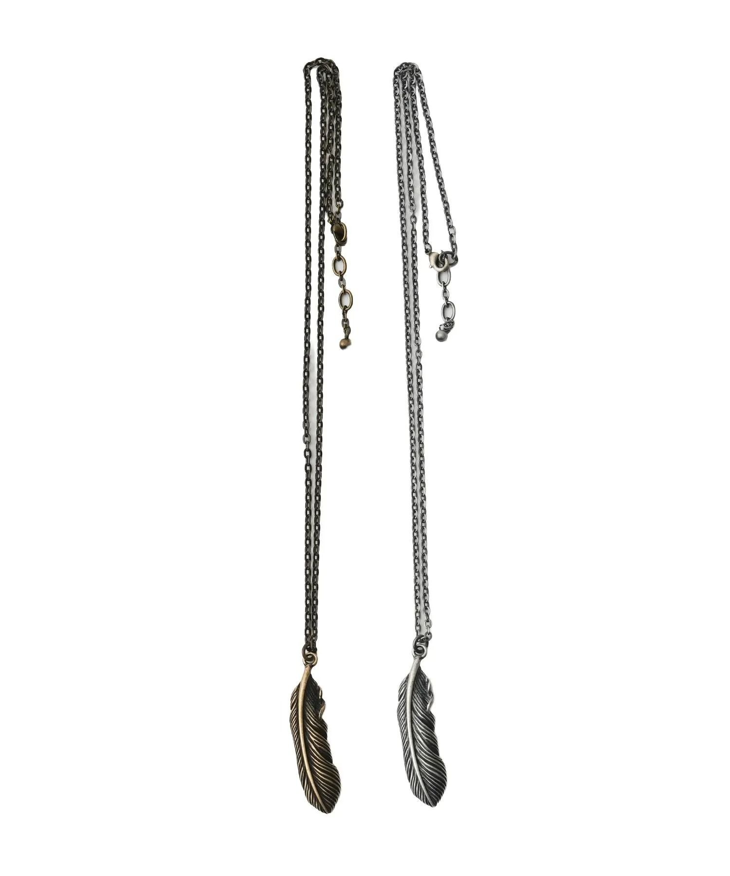 Metal necklace-feather-