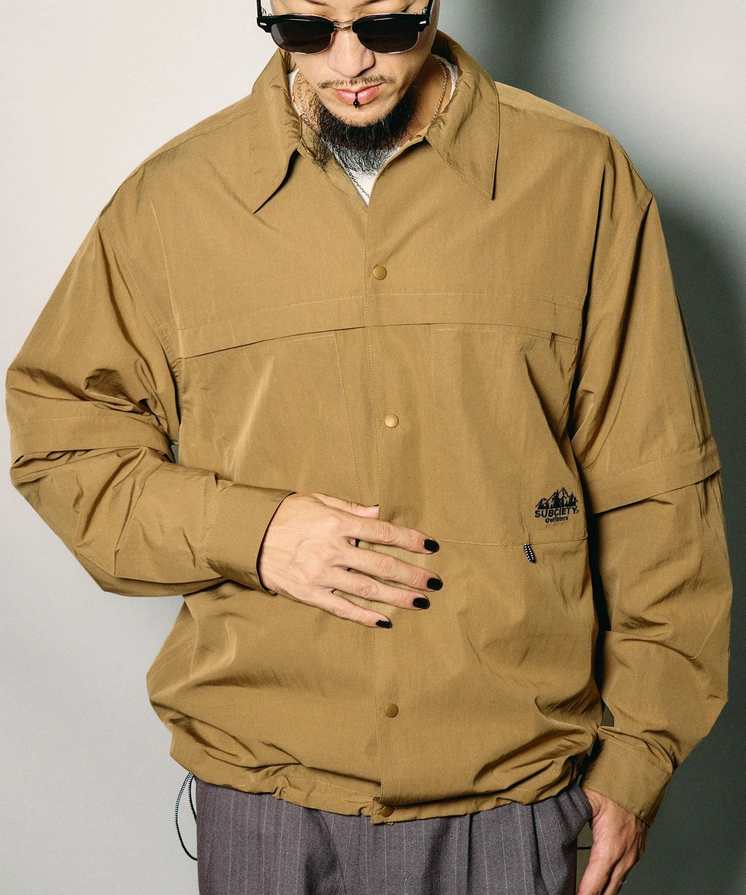 Detachable sleeve ripstop shirt