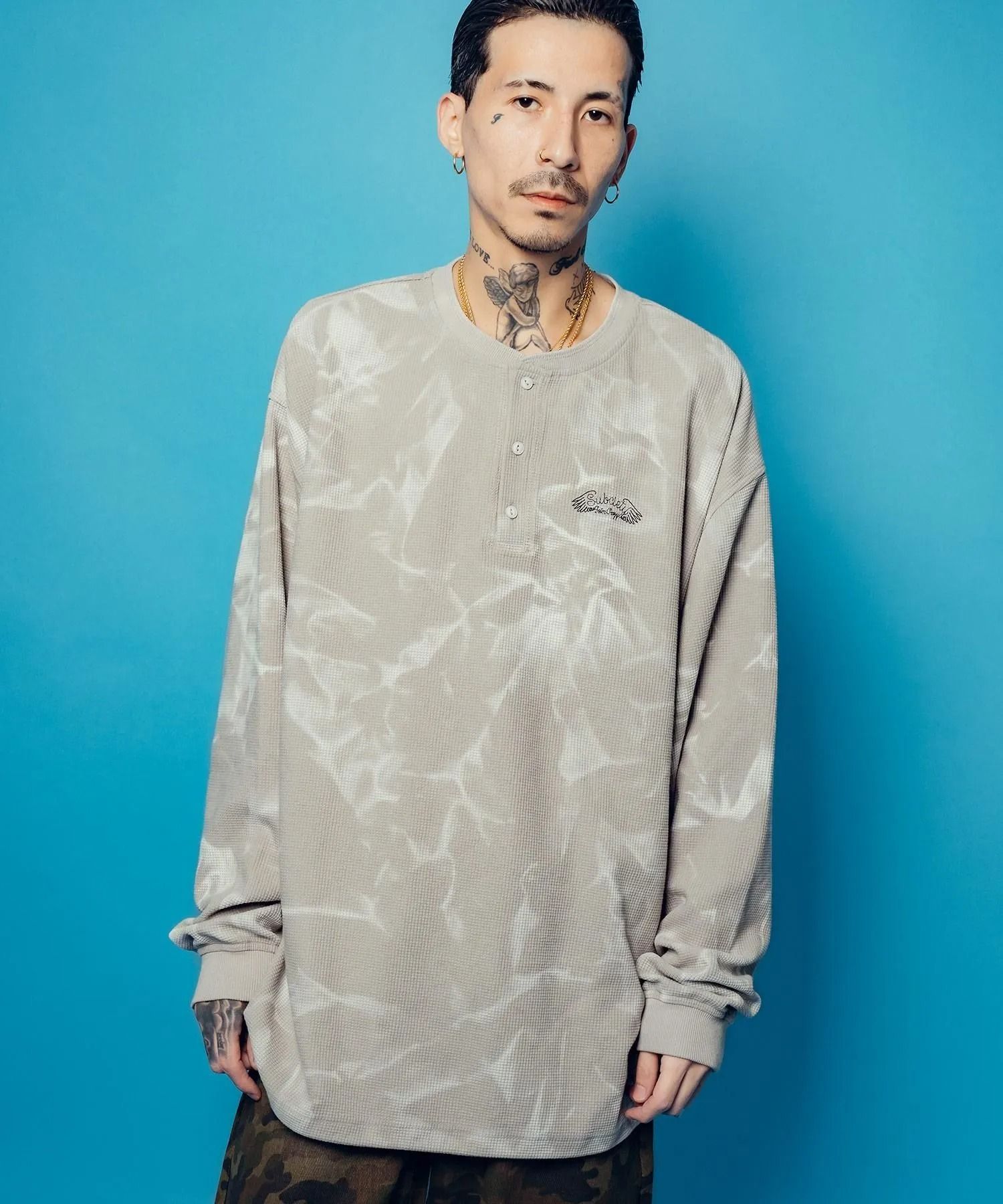 Henry neck waffle L/S