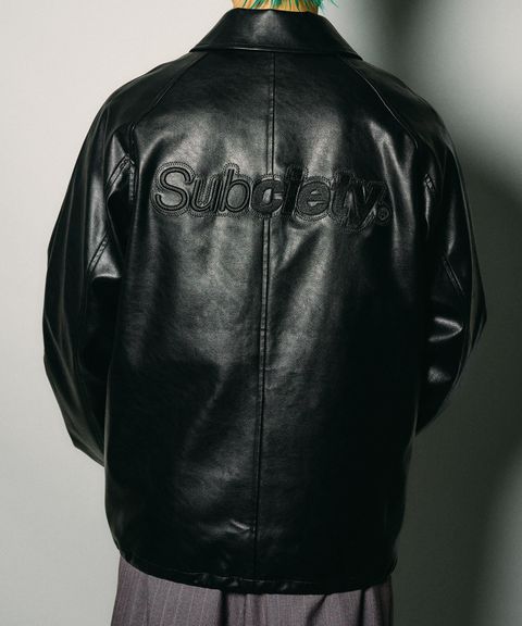 Faux leather coach jacket