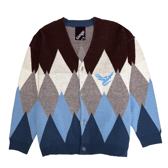 rg argyle over size knit cardigan