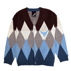 rg argyle over size knit cardigan