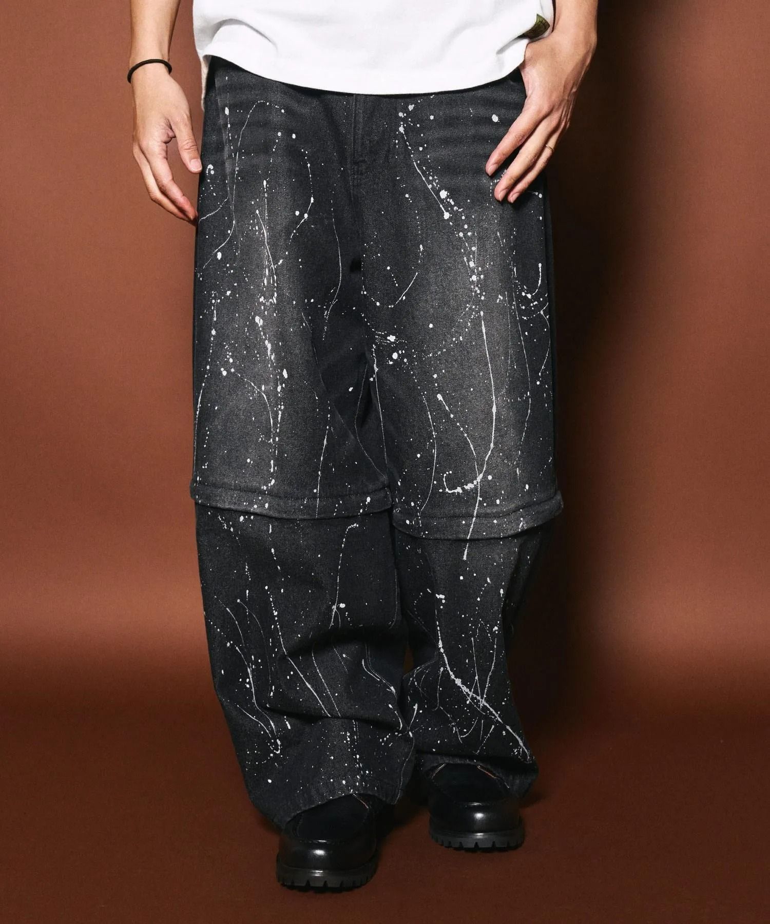 Painted 2way denim pants