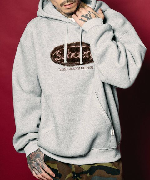 Fur patch hoodie