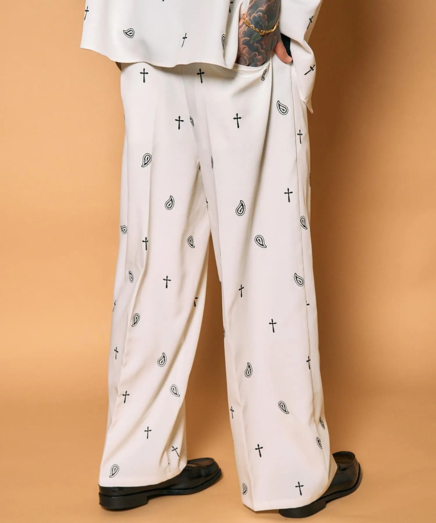 All-over embroidered pants