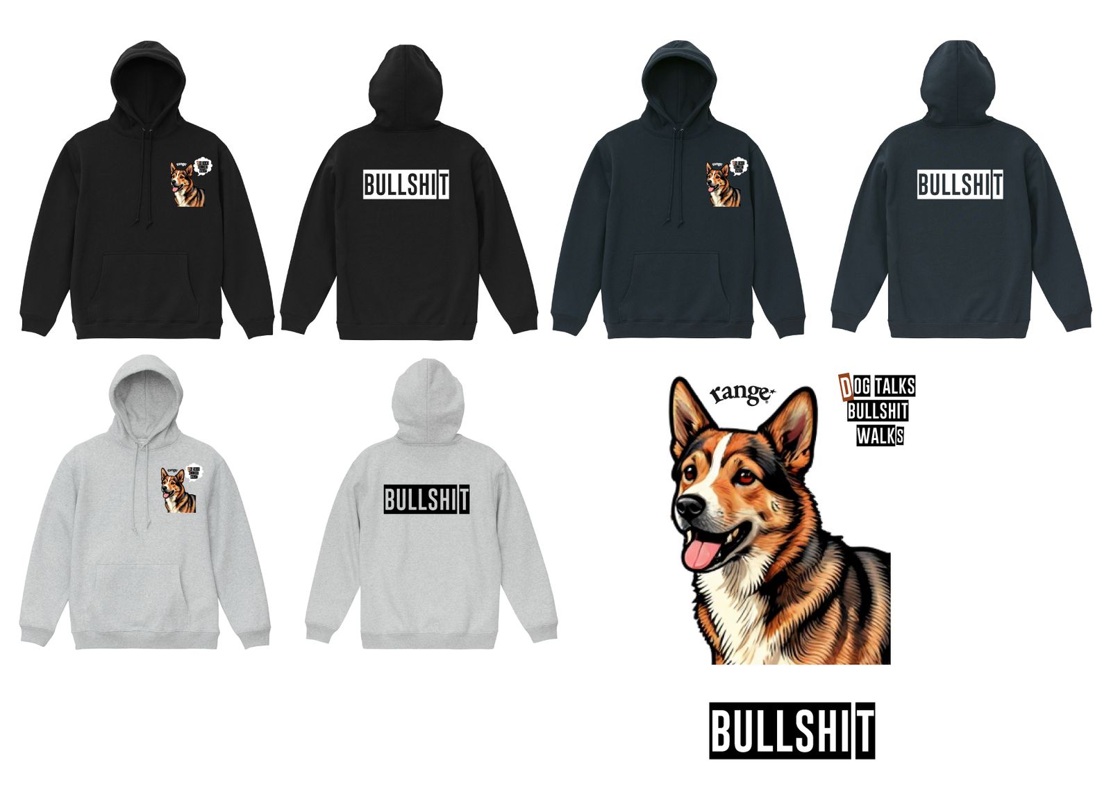 dogtalksbullshitwalks hoody 8.3oz 裏起毛