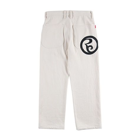 FLOWER DYED DENIM PAINTER-PANTS