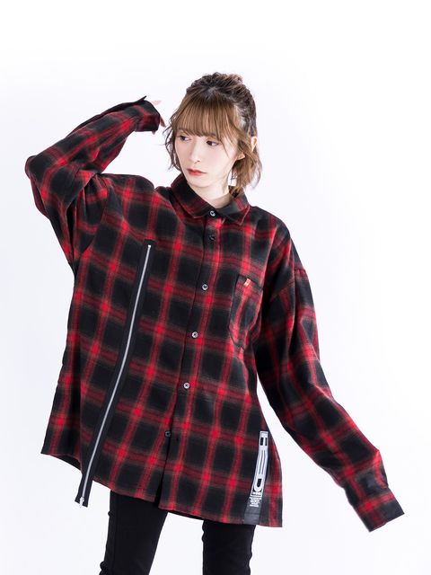Split Zip Flannel Shirt