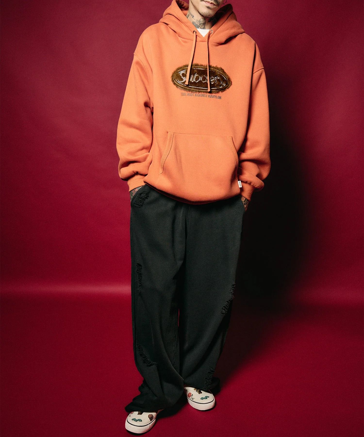 Fur patch hoodie