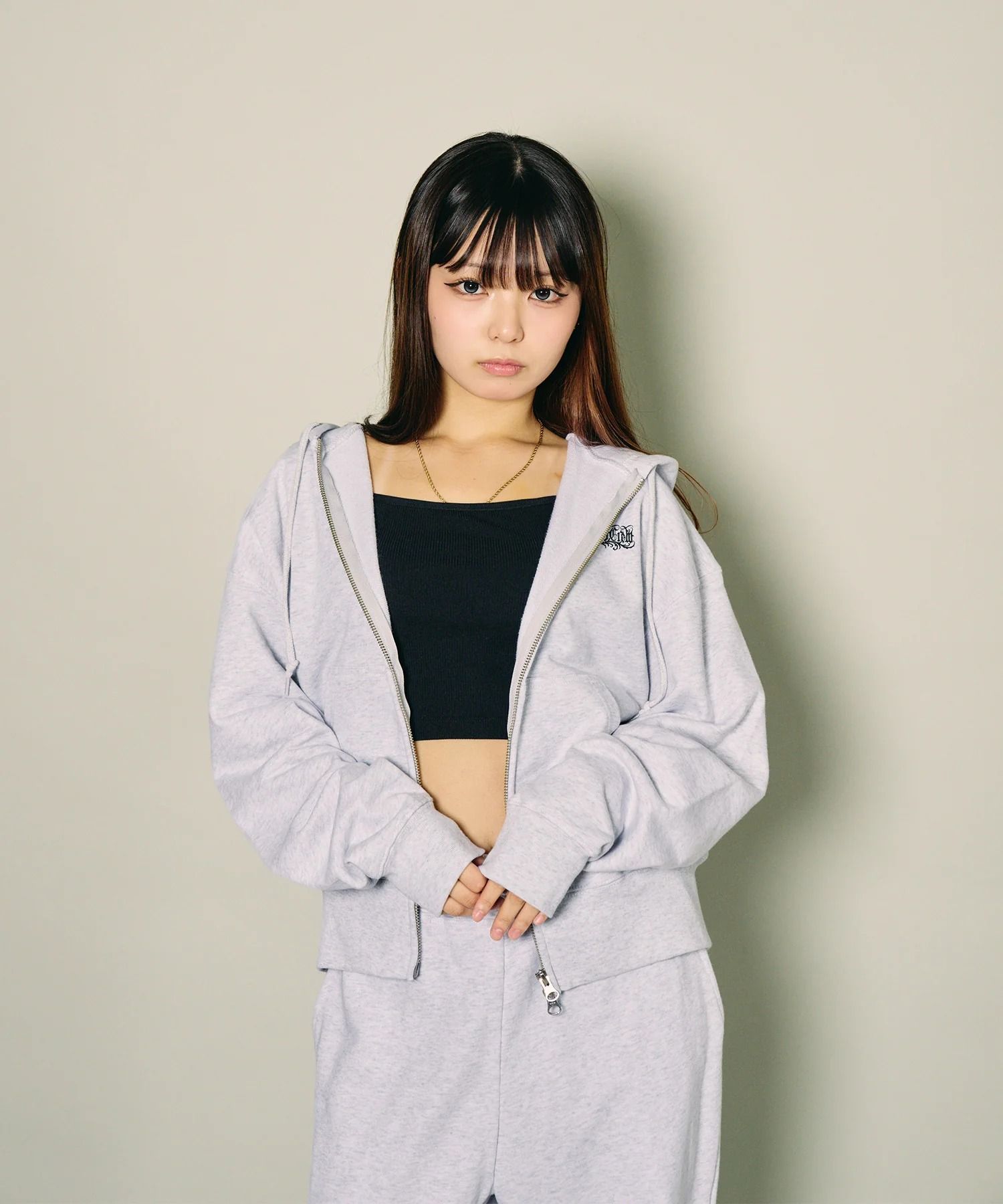 Boxy double zip up hoodie