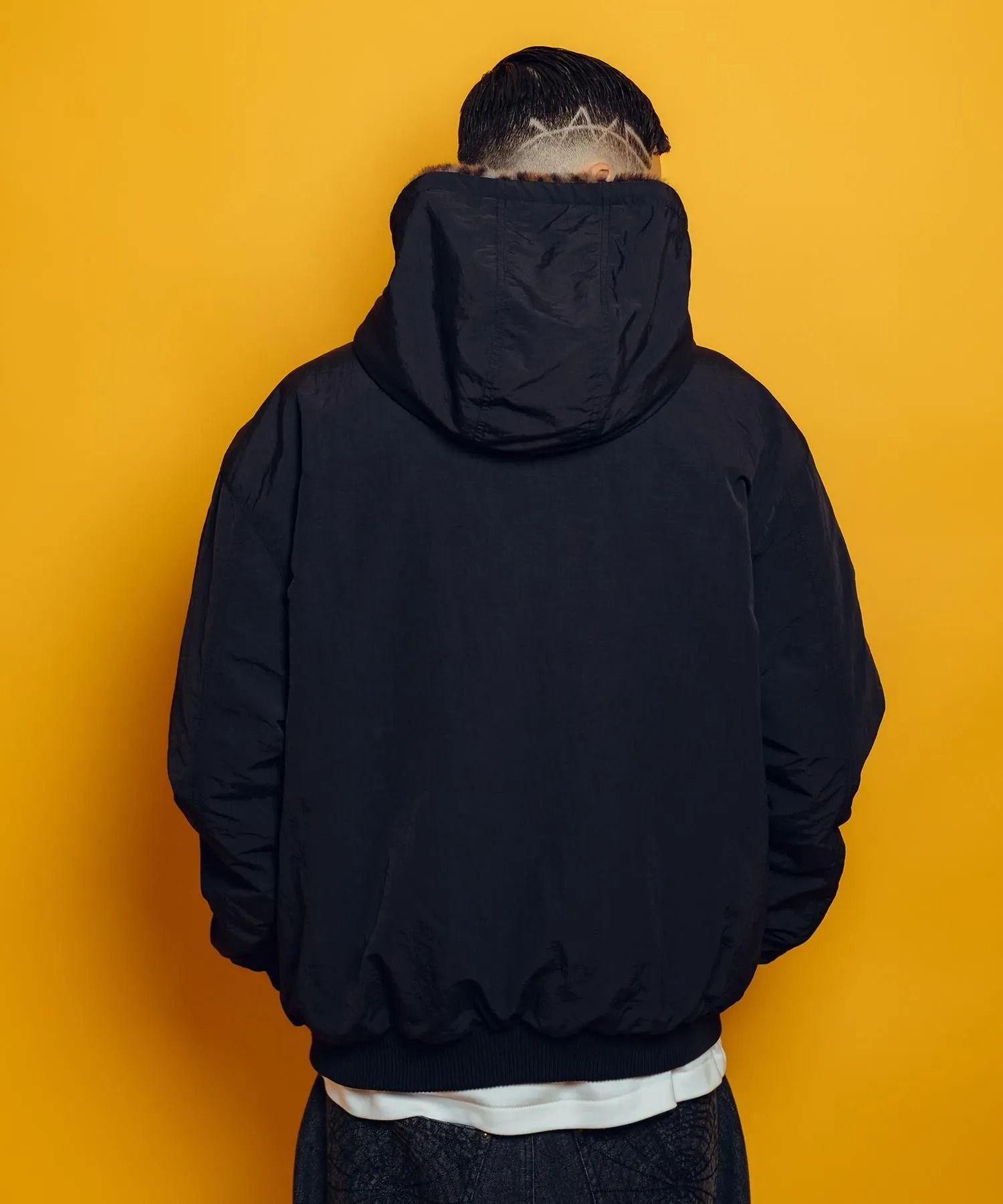 Reversible nylon fur blouson