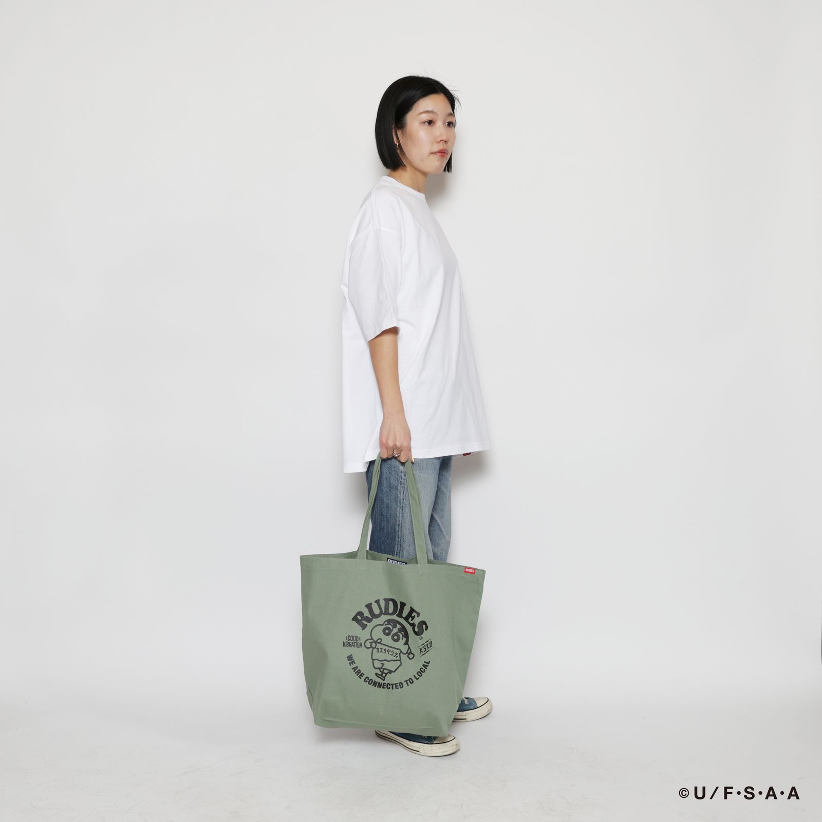 RUDIE'SxCRAYON SHINCHAN CIRCLEMOSH TOTEBAG