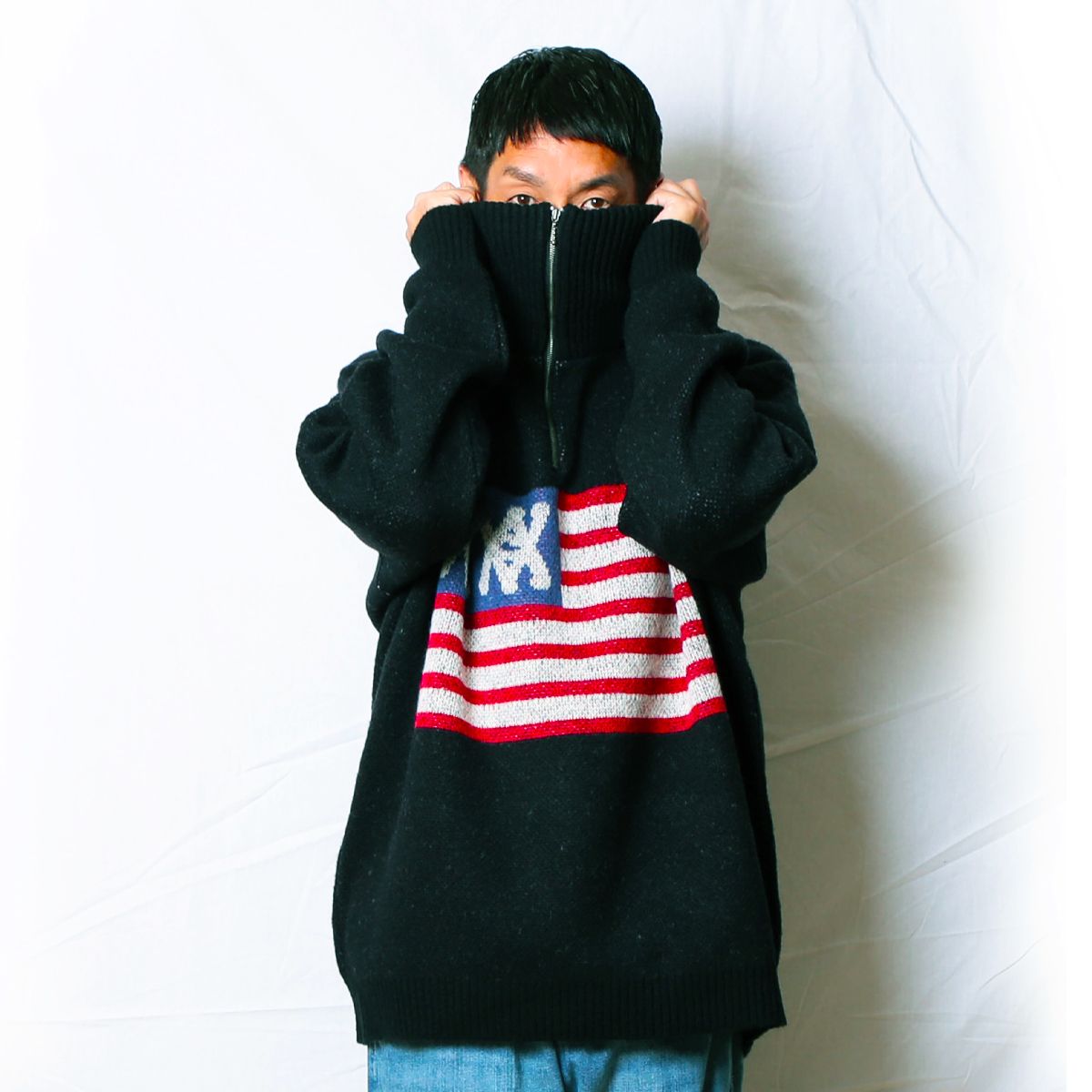 Half Zip Knit -AA Flag