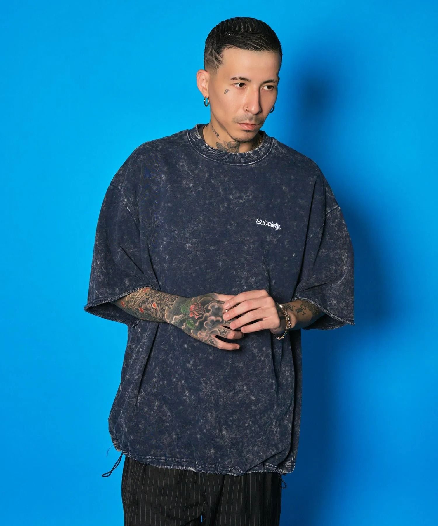 Washed sweat drawstring tee