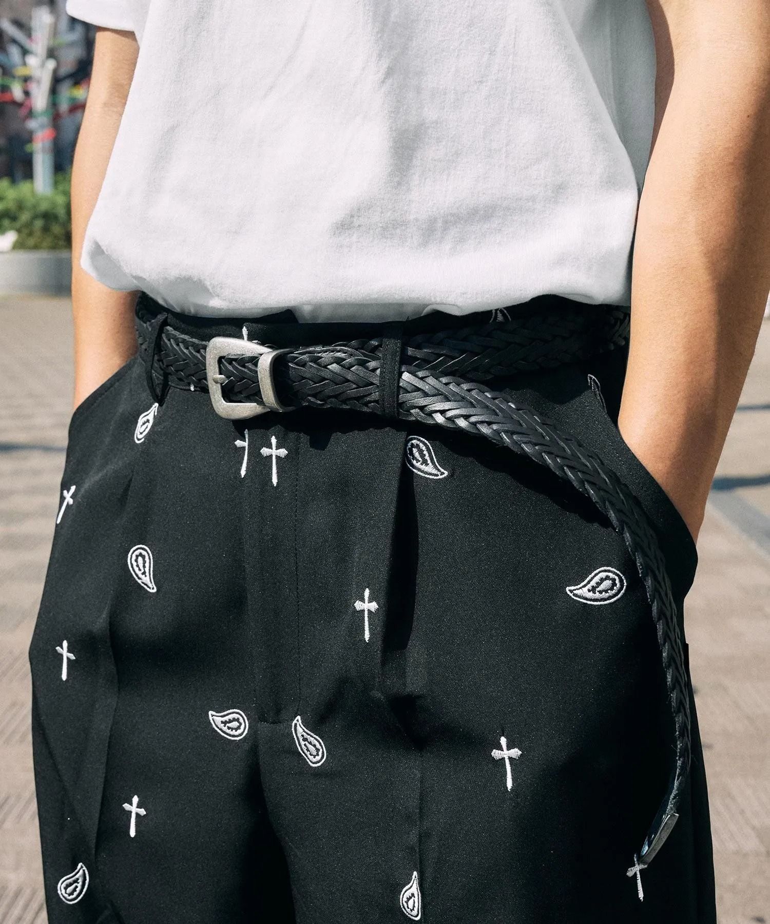Leather mesh belt